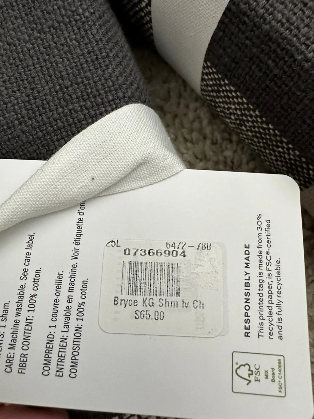 NWT Pottery Barn Bryce Check F/Q Duvet Set in Black and Cream w/2 King Shams